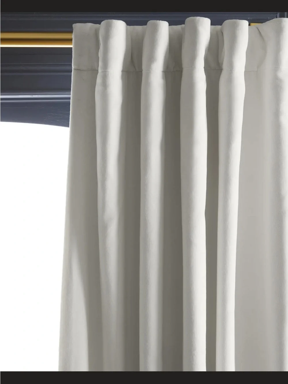 Quince Ivory Cotton Velvet Room Darkening Curtain Panel 48x84